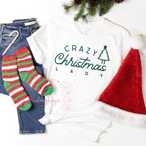 Crazy Christmas Lady Unisex Graphic Crew Neck Short Sleeve T-shirt